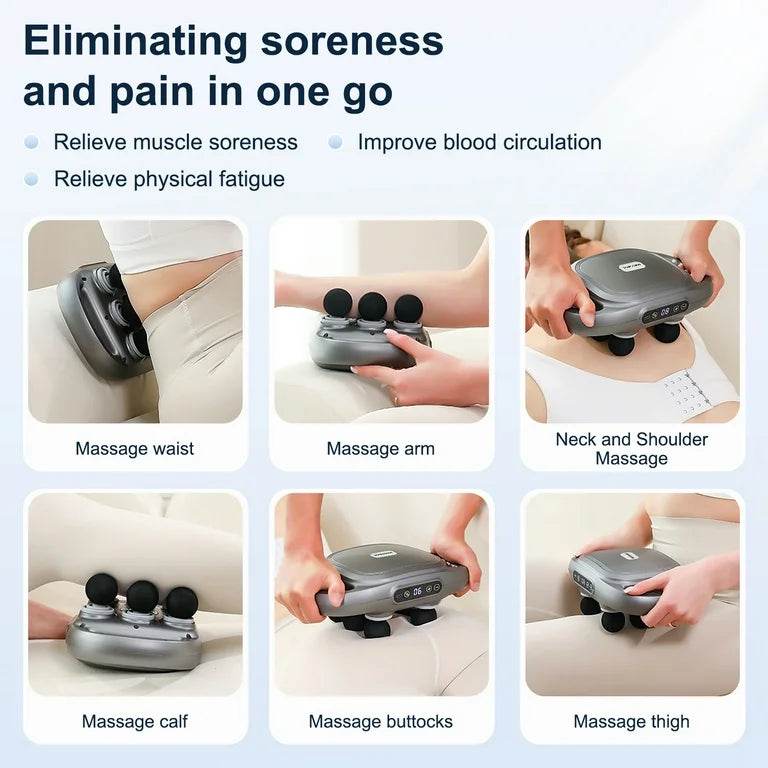 Deep Tissue Massage Gun 6 Heads Massager with 20 Levels 6 Massage Modes for Back Neck Leg Full Body Muscle Pain Relief Massager