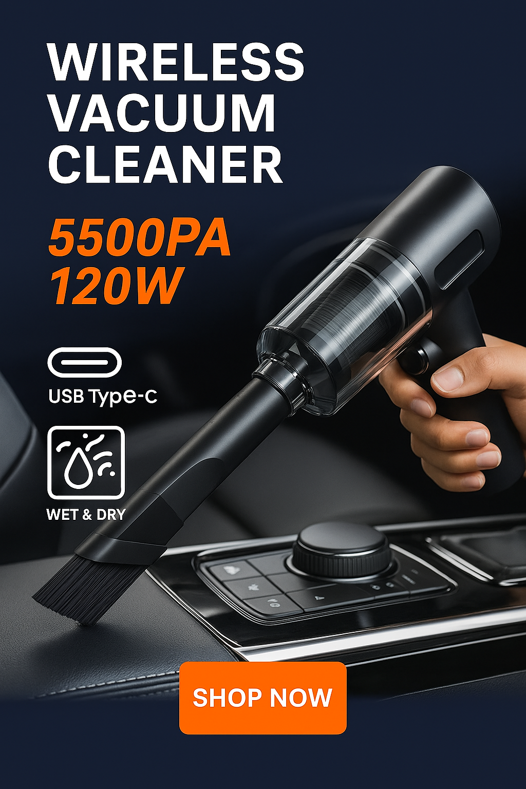 Cordless Car Vacuum Cleaner – Strong Suction & Easy Cleaning