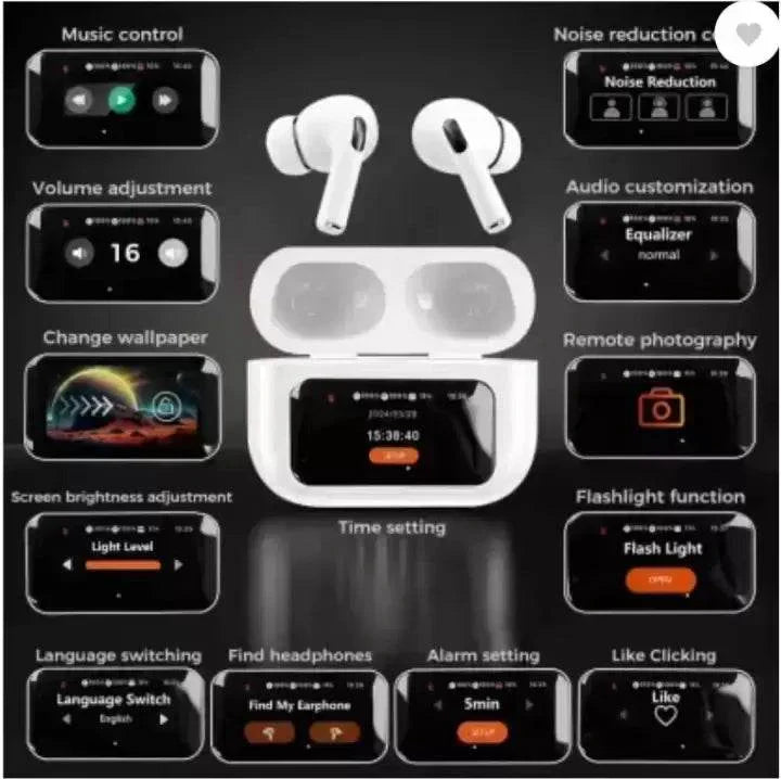 New A9 Pro Apple Airpods ANC/ENC Noise Reduction, Touch Control Wireless Airbuds