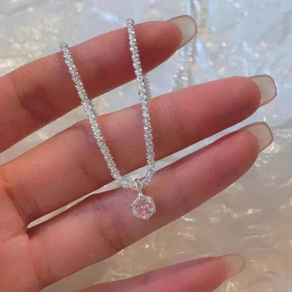 Silver Plated Sparkling Necklace For Women Lvzuan Light Luxury Minority Design